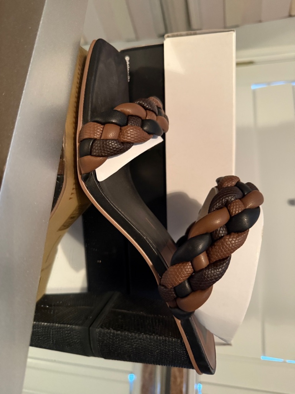 Dolce Vita Braided Black & Brown Slide Mules